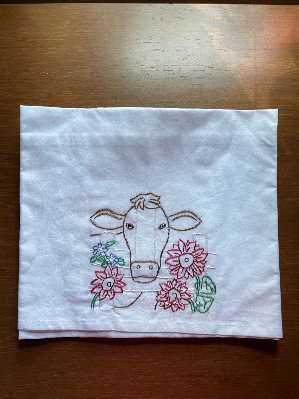 New Large Cow Embroidered Kitchen Towel 100% Cotton